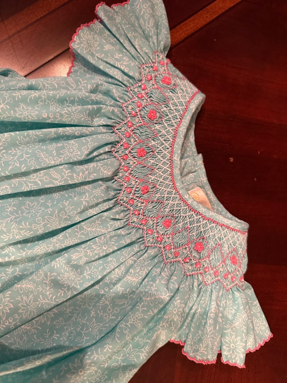 Petit Ami Light Blue Smocked Flutter-Sleeve Dress - Picture 2 of 5